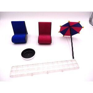 LOL Surprise OMG DOLL HOUSE Porch Patio Set Music Note Chairs Umbrella and Raili
